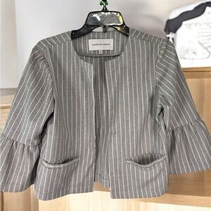 Cupcakes and Cashmere Striped Bell Sleeve Blazer Jacket Size Small